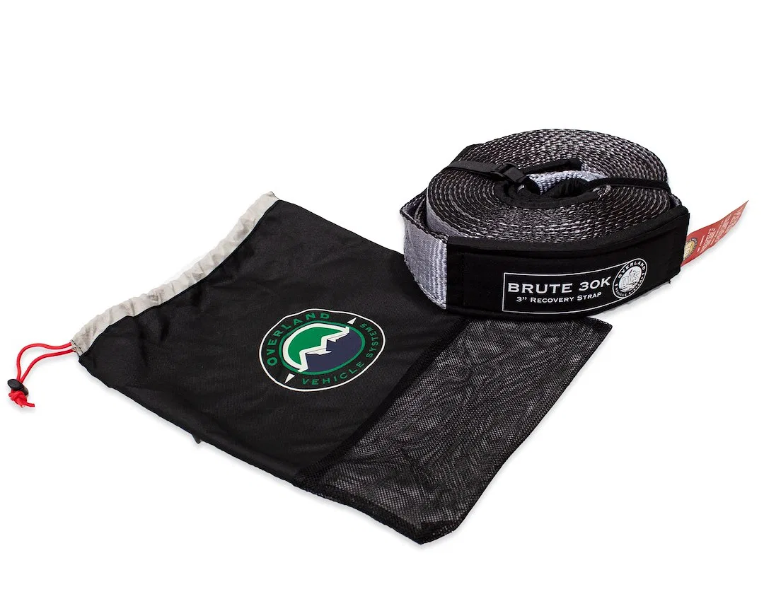 19069916 – OVERLAND VCL Tow Strap, 3 Inch Width x 30 Foot Length Rated at 30,000 Pounds Gray with Black Ends Syntheti...